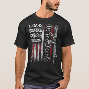 Vater Großvater US Fahne Zigarren Bourbon Guns Fre T-Shirt