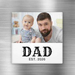 Vater gründete Foto Schwarzer Text Vatertag Magnet