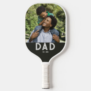 Vater gründete schwarzes Foto-Geschenk zum Vaterta Pickleball Schläger