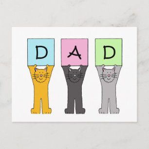 Vater Happy Vatertag Cartoon Katzen Postkarte