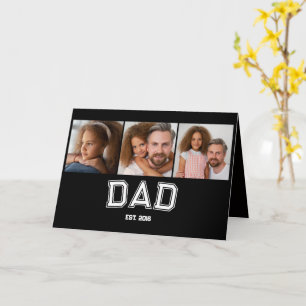 Vater hat elegante 3 Foto-Geschenke Schwarz einger Karte