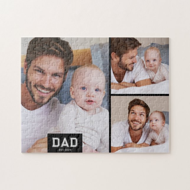 Vater hat modern 3 Foto eingerichtet Puzzle (Horizontal)
