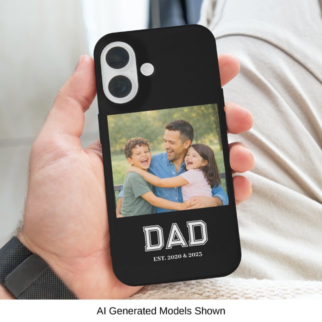 Vater hat modernes Textfoto Schwarz eingerichtet Case-Mate iPhone Hülle (Modern Dad Established with a favorite photo and modern sports-style typography. )