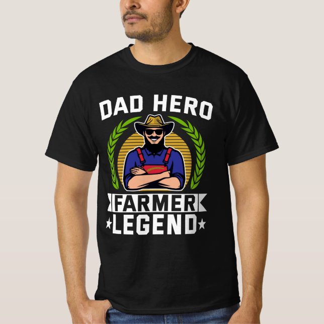 Vater Hero Bauer Legend Vatertag Landwirtschaft T-Shirt (Vorderseite)