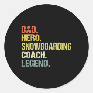 Vater Hero Snowboarden Coach Funny Snowboarden Coa Runder Aufkleber