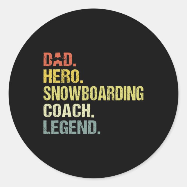 Vater Hero Snowboarden Coach Funny Snowboarden Coa Runder Aufkleber (Vorderseite)