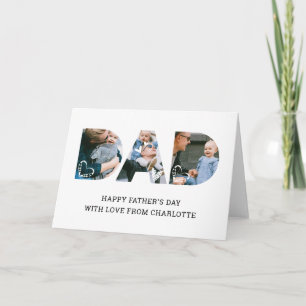 Vater-Herz mit individuellem Namen und Fotocollage Karte