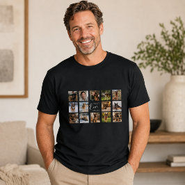 Vater Hund Papa Fotocollage schwarz T-Shirt