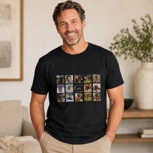 Vater Hund Papa Fotocollage schwarz T-Shirt