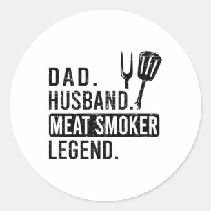 Vater. Husbynd. Fleisch Raucher. Legende. -Bbq Runder Aufkleber