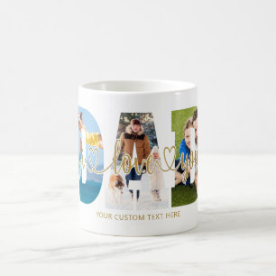 VATER I Liebe Sie 5 Foto Collage Script Herz Gold Kaffeetasse