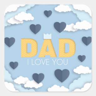 Vater I Liebe Sie, Vatertagsgeschenk Quadratischer Aufkleber