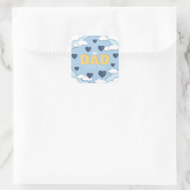 Vater, ich Liebe dich, Vater Quadratischer Aufkleber (Tasche)