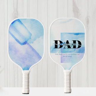 Vater, ich Liebe Ihnen blaues Aquarellbild Pickleball Schläger