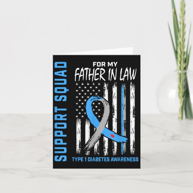 Vater im Gesetz Typ 1 Diabetes Shirt Flag Unterstü Karte (Vorderseite)