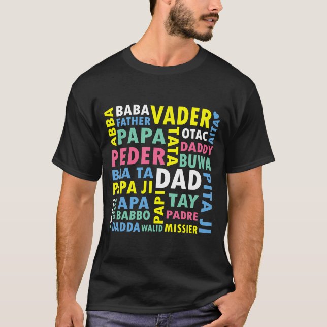 Vater in verschiedenen Sprachen Geschenk für Vater T-Shirt (Vorderseite)