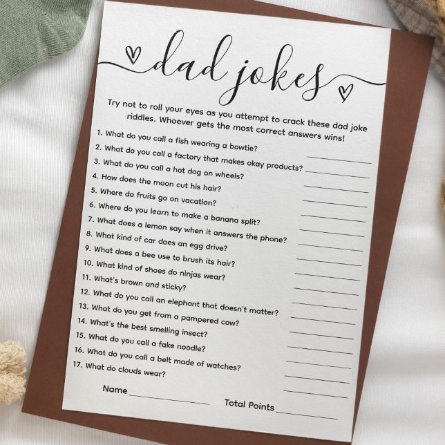Vater Jokes Card mit Answer Key Baby Showspiel Einladung (Von Creator hochgeladen)