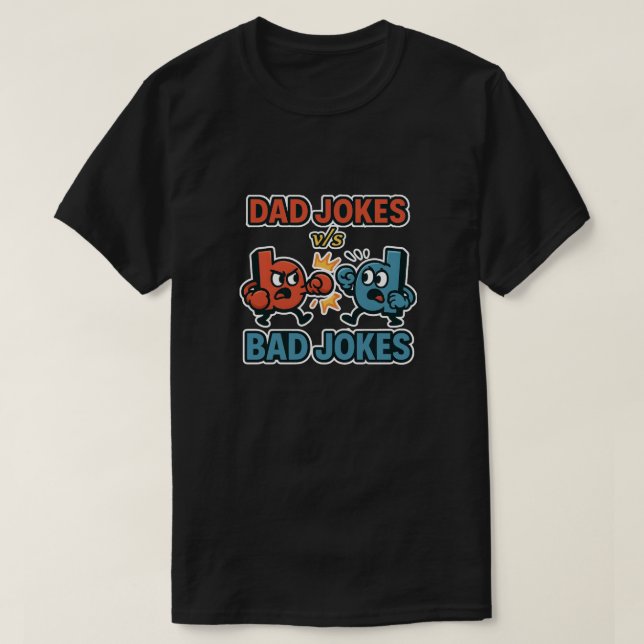 Vater Jokes vs. Bad Jokes Funny Cartoon T-Shirt (Design vorne)
