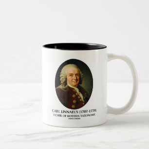 Vater Karls Linnaeus der modernen Taxonomie Zweifarbige Tasse