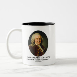 Vater Karls Linnaeus der modernen Taxonomie Zweifarbige Tasse
