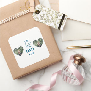 Vater & Kind Foto - Herzrahmen Bester Vater für je Quadratischer Aufkleber