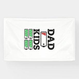 Vater Kinder Batterie Lustiges Vintage-Vektor-Shir Banner