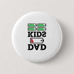 Vater Kinder Batterie Lustiges Vintage-Vektor-Shir Button