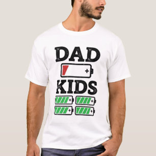 Vater Kinder Batterie Lustiges Vintage Vektor Shir T-Shirt
