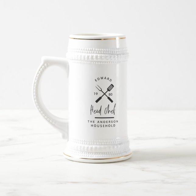 Vater Koch Grillen Grill Weihnachten Geburtstag mo Bierglas (Links)