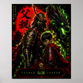 Vater-Legende-Samurai-Drache-Poster Poster