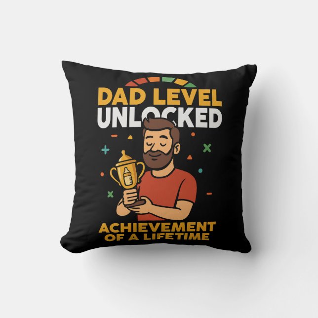 Vater Level entsperrt - Funny Vatertag Geschenk Kissen (Vorderseite)