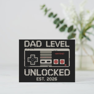 Vater-Level freigeschaltet 2026 Bald zum Gamer-Dad Ankündigungspostkarte