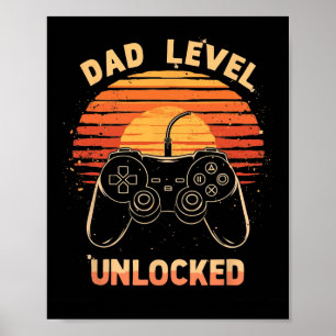 Vater-Level freigeschaltet Lustiger Retro-Neu-Vate Poster