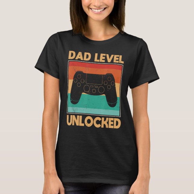 Vater Level Unlock Vater Gamer Vatertag T-Shirt (Vorderseite)