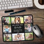 Vater Liebe Sie Foto Collage Black Mousepad<br><div class="desc">Geben Sie dem besten Papa ein individuelles Multi-Foto-Mauspad,  das er das ganze Jahr über genießen wird,  mit 8 Fotos seiner Kinder,  Familie,  Haustiere,  etc.,  "We Liebe You" oder "I Liebe You" und Familiennamen,  alles in modernem Weiß Typografie auf schwarzem Hintergrund.</div>
