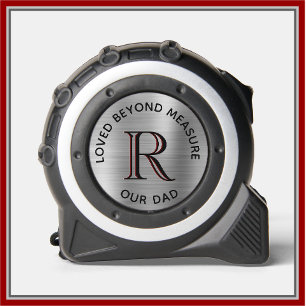 Vater liebt jenseits von Messstahl Grau Monogramm Maßband