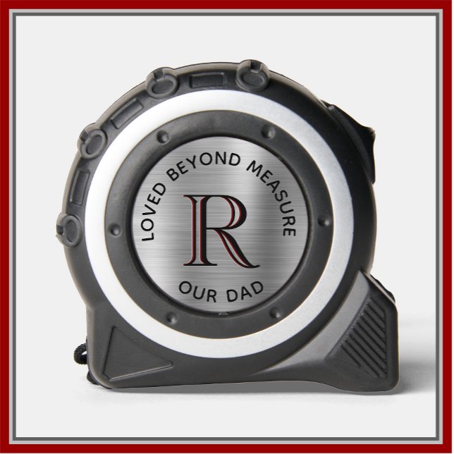 Vater liebt jenseits von Messstahl Grau Monogramm Maßband (Von Creator hochgeladen)