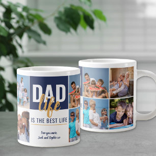 Vater Life ist Best Life 8 Foto Blau Personalisier Jumbo-Tasse