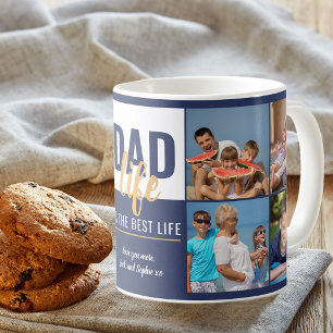 Vater Life Zitat 8 Foto Collage Blue Kaffeetasse