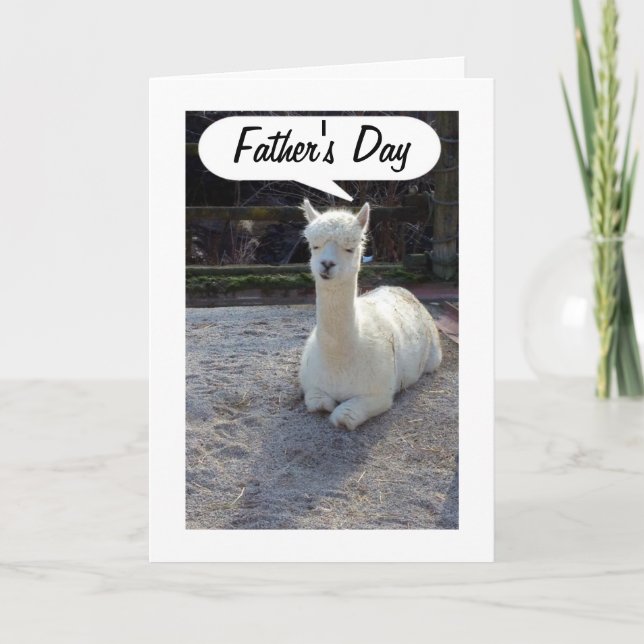 VATER-LLAMA sagt GLÜCKLICH VATER DAY=PHANTASTISCHE Karte (Vorderseite)