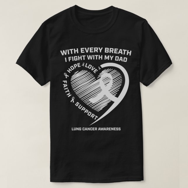 Vater Lungenkrebs Bewusstsein gibt White Ribbon Lu T-Shirt (Design vorne)
