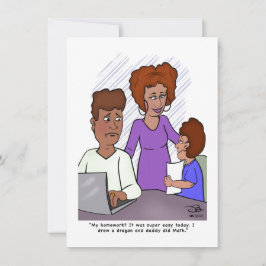 Vater macht die Hausaufgaben des Sohnes Flat Card