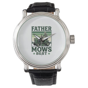 Vater mäht am besten Vintage-Rasenmäher-Shirt-Desi Armbanduhr