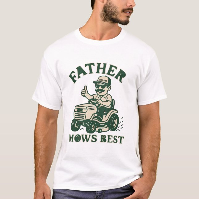 Vater mäht besten lustigen Rasenmäher Retro-Vater T-Shirt (Vorderseite)