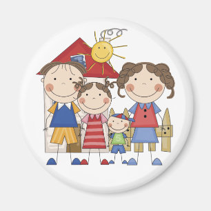 Vater, Mama, große Schwester, kleiner Magnet