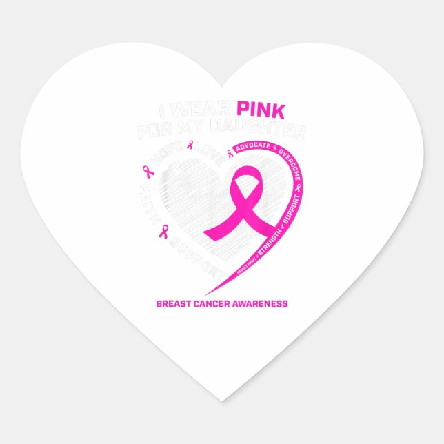 Vater Mama ich trage Rosa für meinen Brustkrebs al Herz-Aufkleber (Vorderseite)