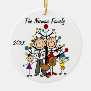 Vater, Mama, Junge, Mädchen, Keramik Ornament