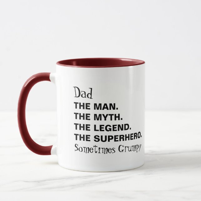 Vater Man Myth Legende manchmal Grumpy Typografie Tasse (Links)