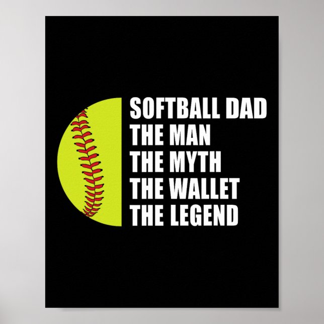 Vater Man Myths Wallet Softball Fathtag Poster (Vorne)