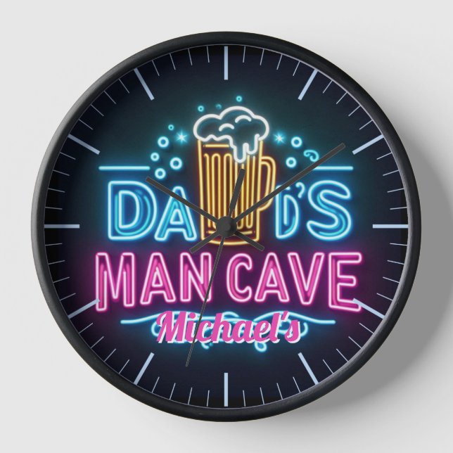 Vater Mancave Bar Clock Neon Beer Individuelle Nam Uhr (Vorderseite)